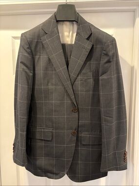 Suitsupply Charcoal Gray Windowpane Suit | 40R